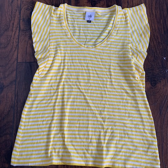 CAbi | Daisy Yellow Stripe Round Neck Jersey Pullover Tee Blouse - Picture 1 of 6